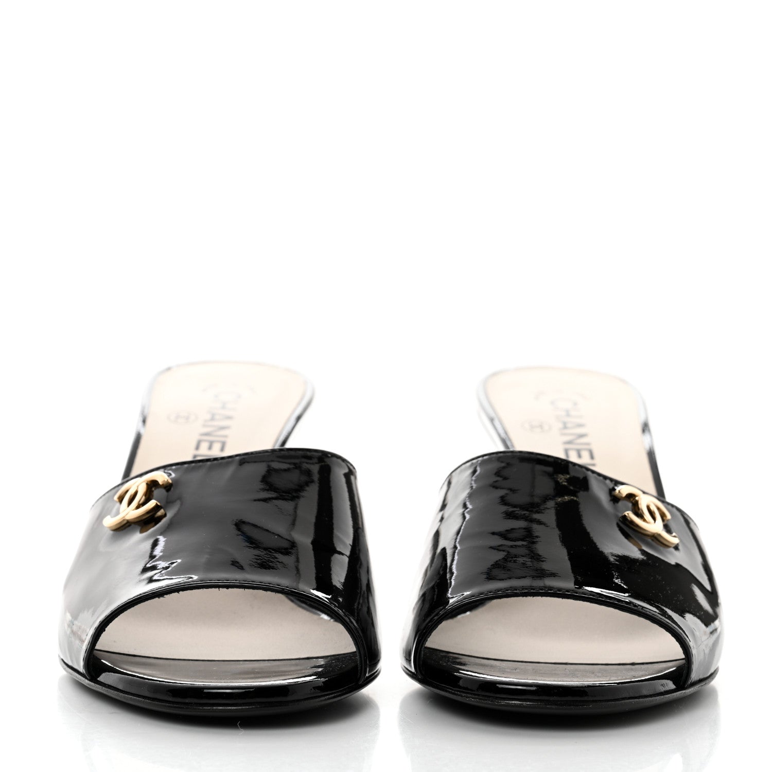 Chanel Patent Lambskin Pearl Mules 40 Black 2 of 9