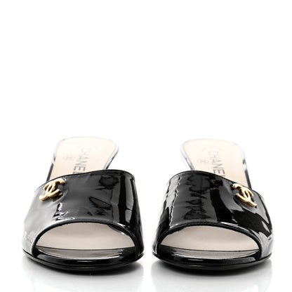 Chanel Patent Lambskin Pearl Mules 40 Black 2 of 9