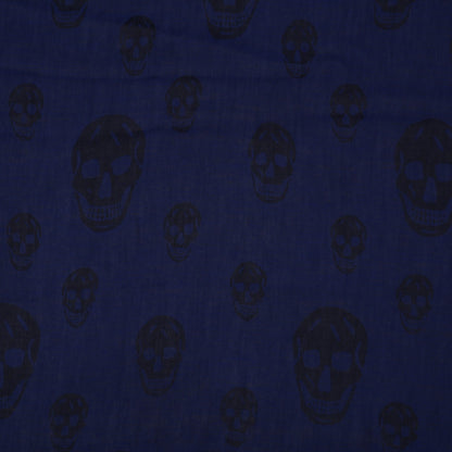 Alexander McQueen Cotton Viscose Skull Shawl Blue 1 of 5