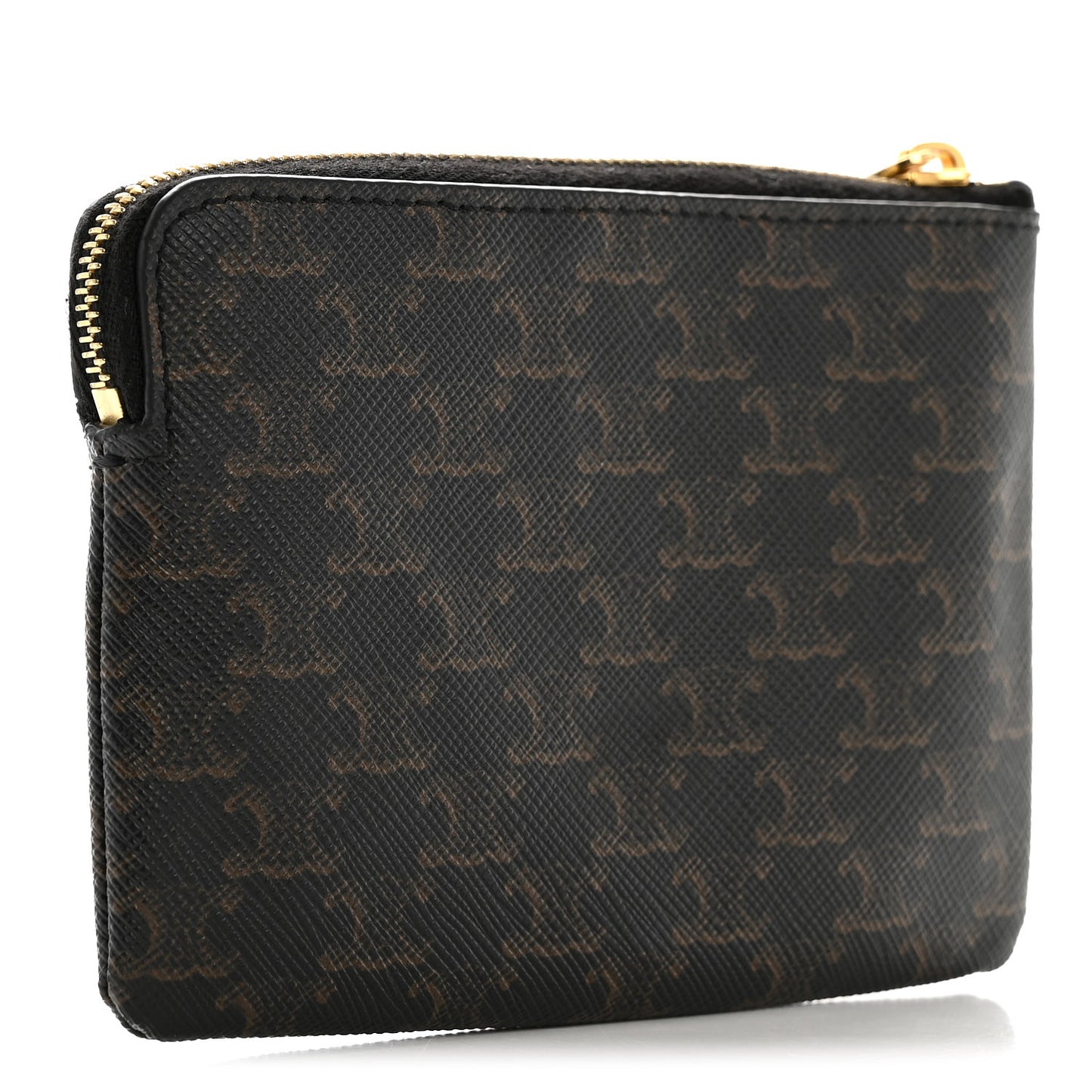 Triomphe Canvas Coin and Card Pouch With Hook Black