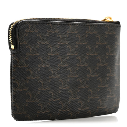 Celine Triomphe Canvas Coin and Card Pouch With Hook Black 3 of 7
