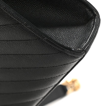 Saint Laurent Grain De Poudre Matelasse Chevron Medium Monogram Satchel Black 18 of 19