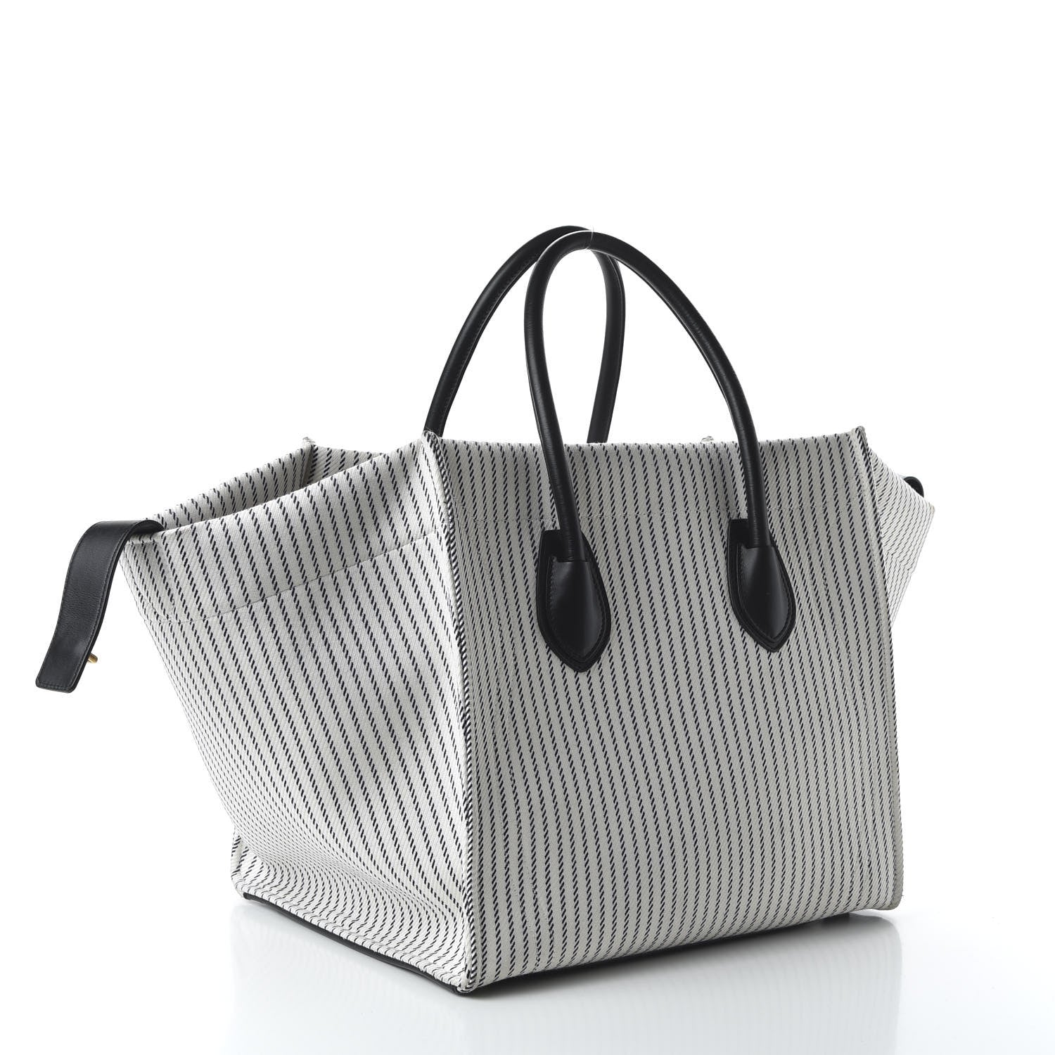 Celine Cotton Canvas Striped Medium Phantom Luggage White Navy 3 of 10