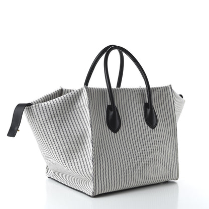 Celine Cotton Canvas Striped Medium Phantom Luggage White Navy 3 of 10
