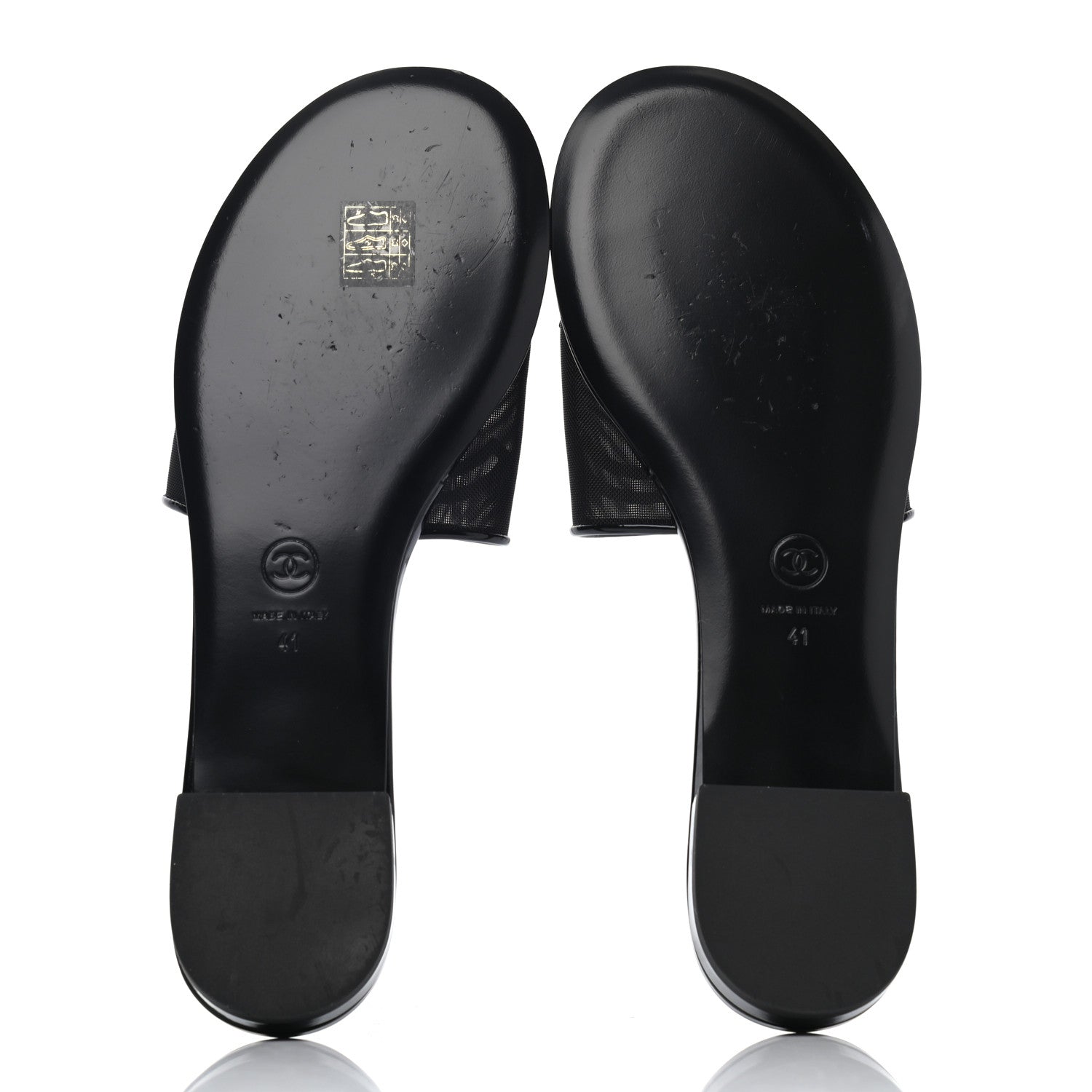 Chanel Mesh Patent Calfskin CC Mules 41 Black 4 of 4