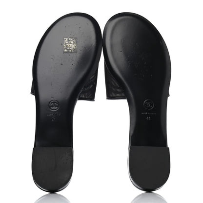 Chanel Mesh Patent Calfskin CC Mules 41 Black 4 of 4