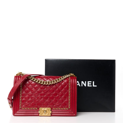 Chanel Aged Calfskin Quilted New Medium Jacket Boy Flap Dark Red 11 of 11