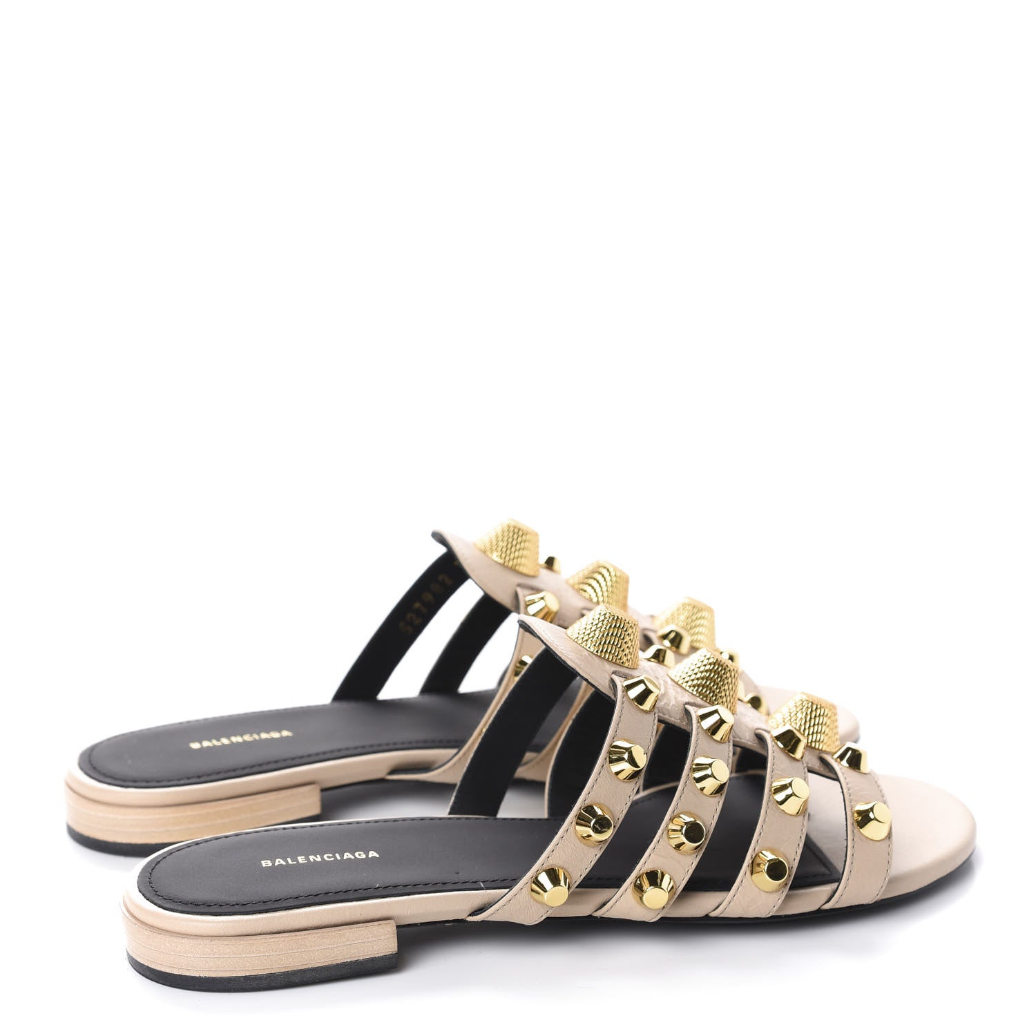 Balenciaga Agneau Lambskin Giant Gold Stud Sandals 36 Beige 4 of 10