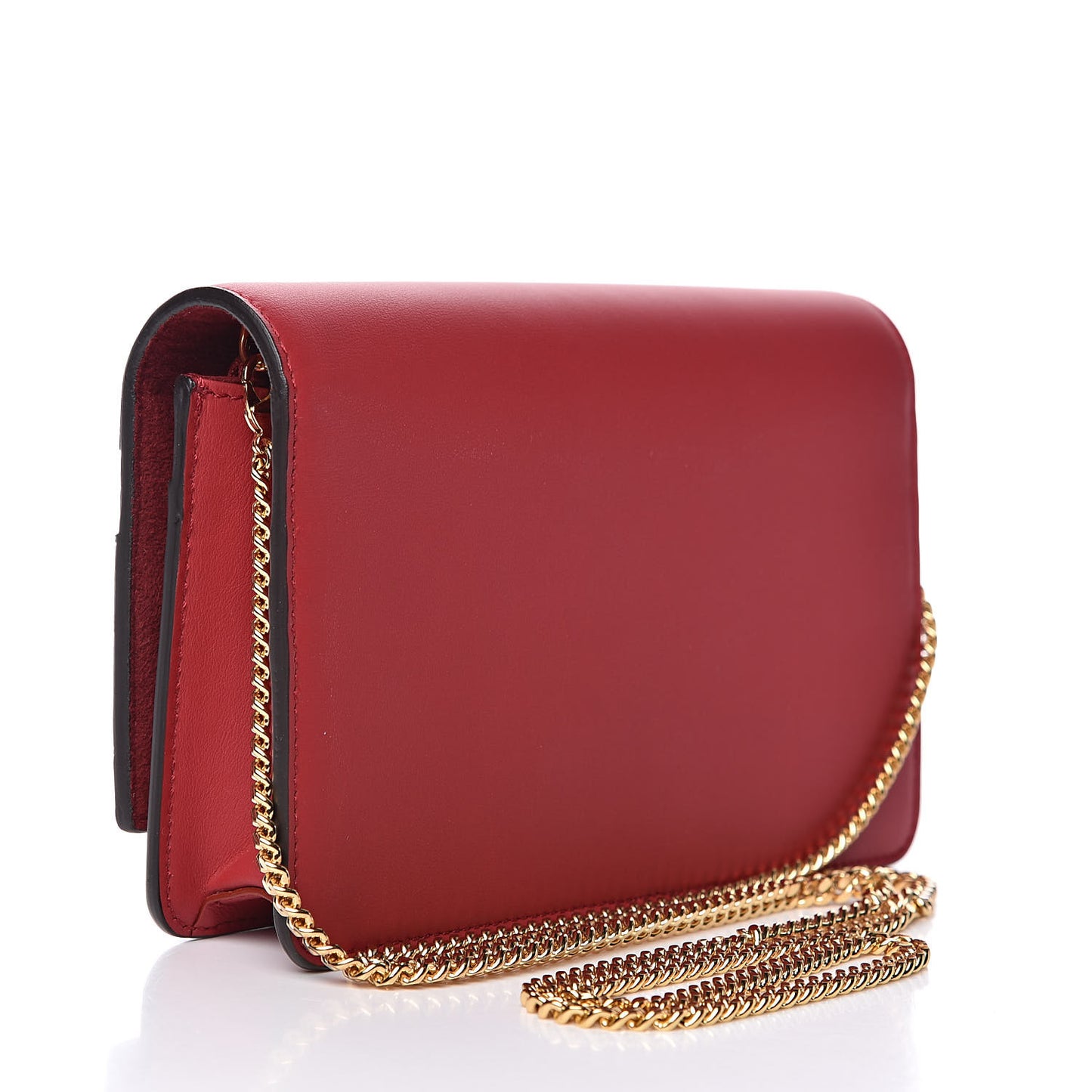 Vitello Century Eyebrow Monster Eyes Embossed Tube Wallet on Chain Fragola