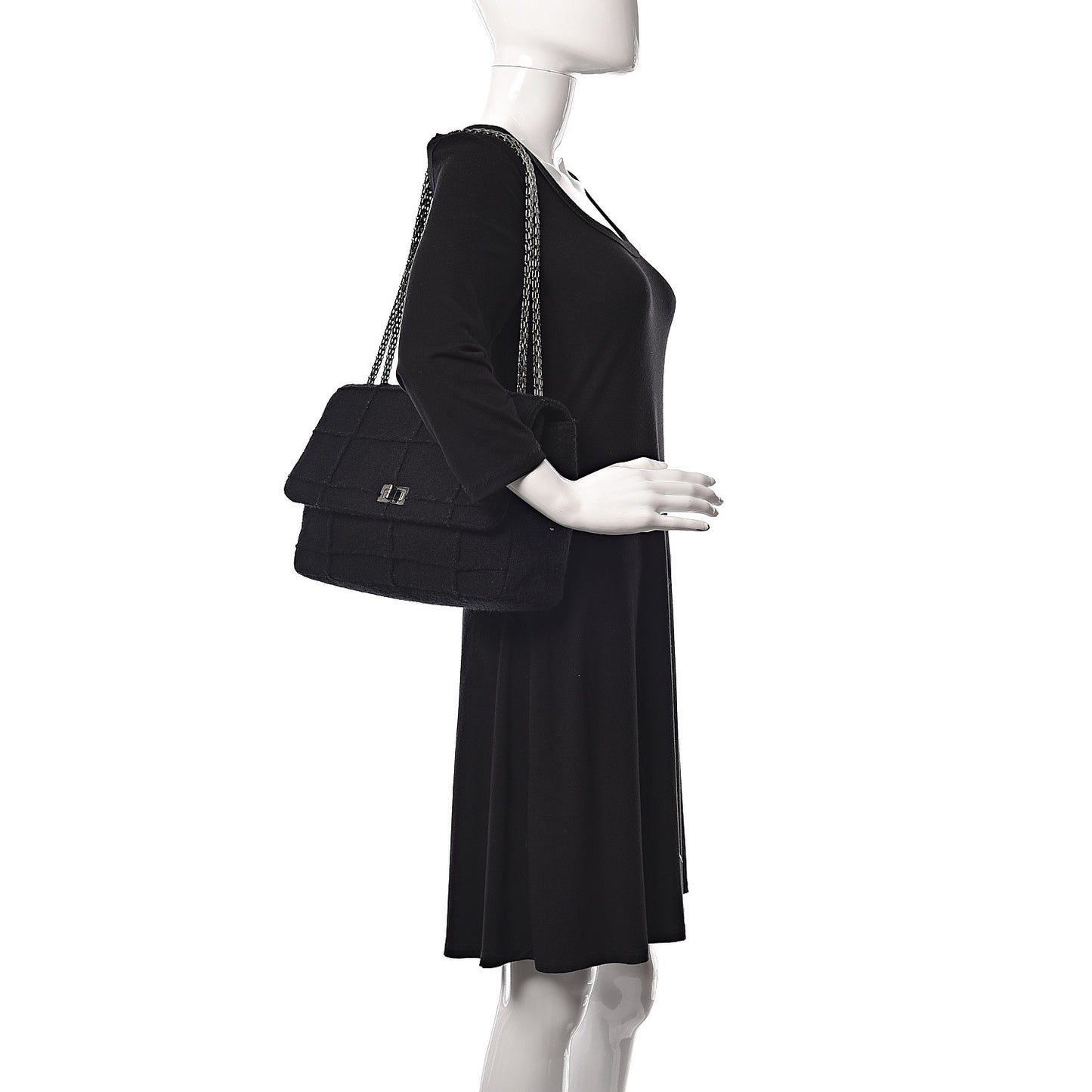 Wool Patchwork Mademoiselle Jumbo Flap Black