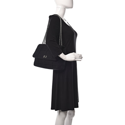 Chanel Wool Patchwork Mademoiselle Jumbo Flap Black 2 of 11