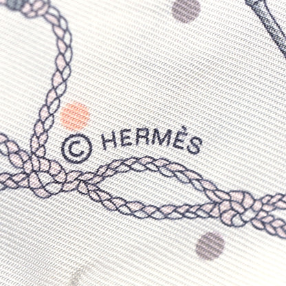 Hermes Silk Les Cles A Pois Twilly White Gris Acier 3 of 4