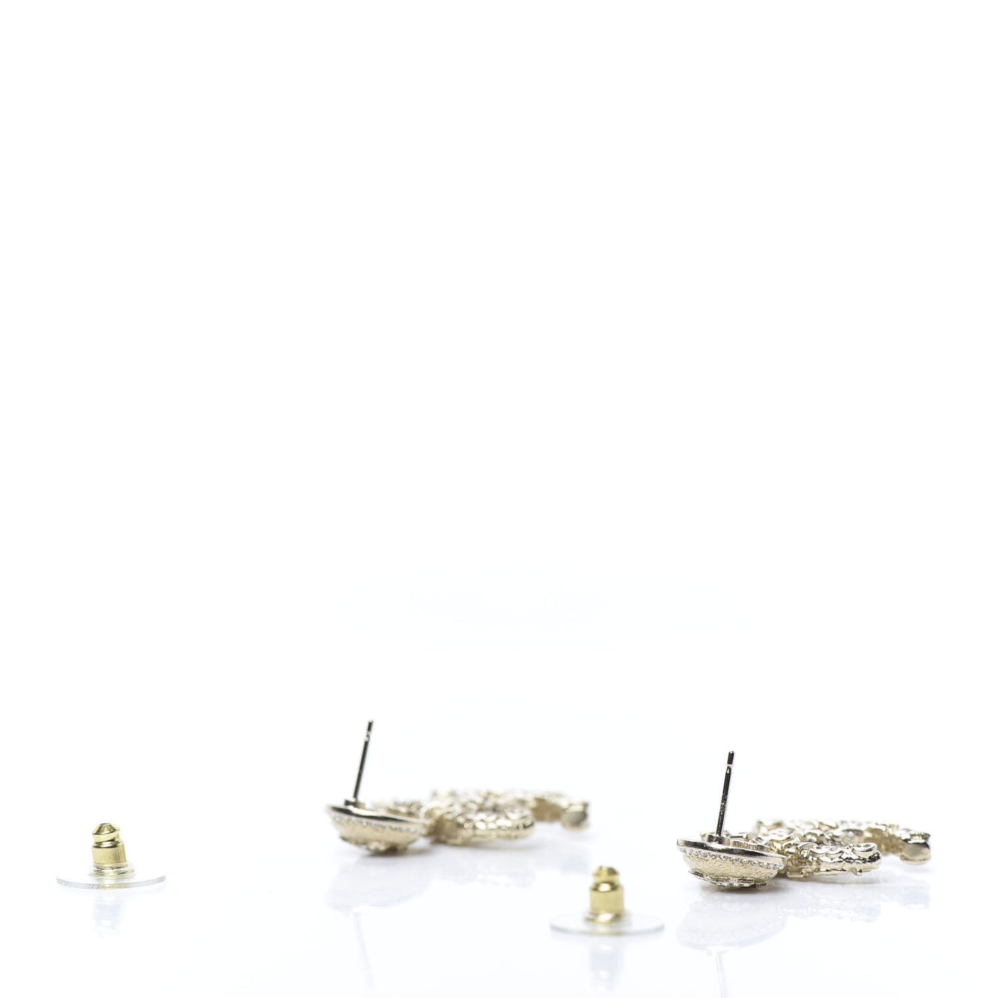 Crystal CC Drop Logo Earrings Gold