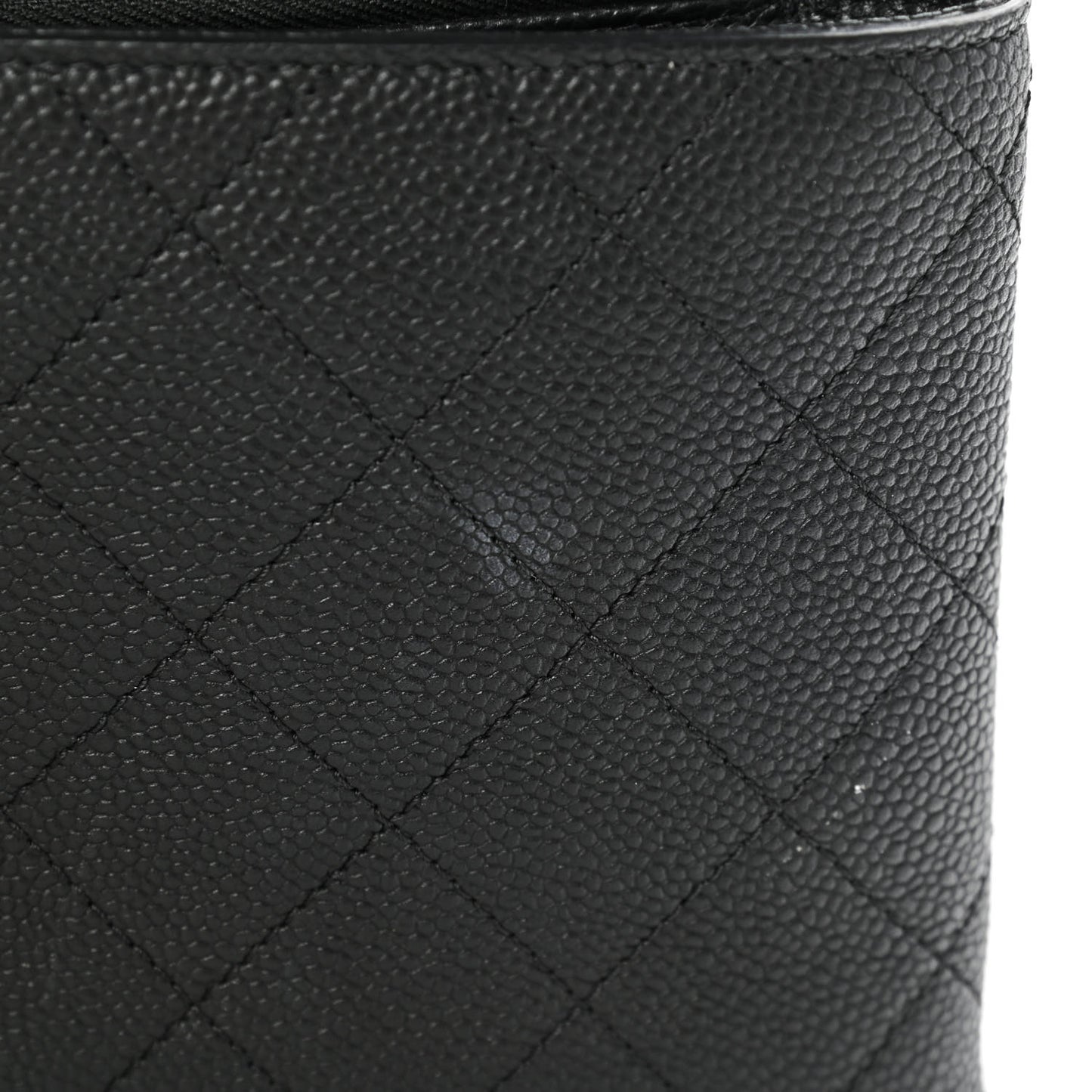 Grained Calfskin Small Stitched Flap Black