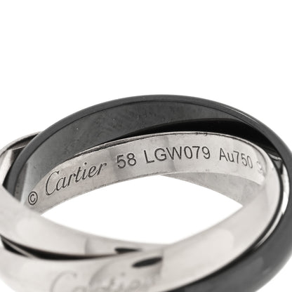 Cartier 18K White Gold Black Ceramic Trinity Ring 58 8.25 4 of 4