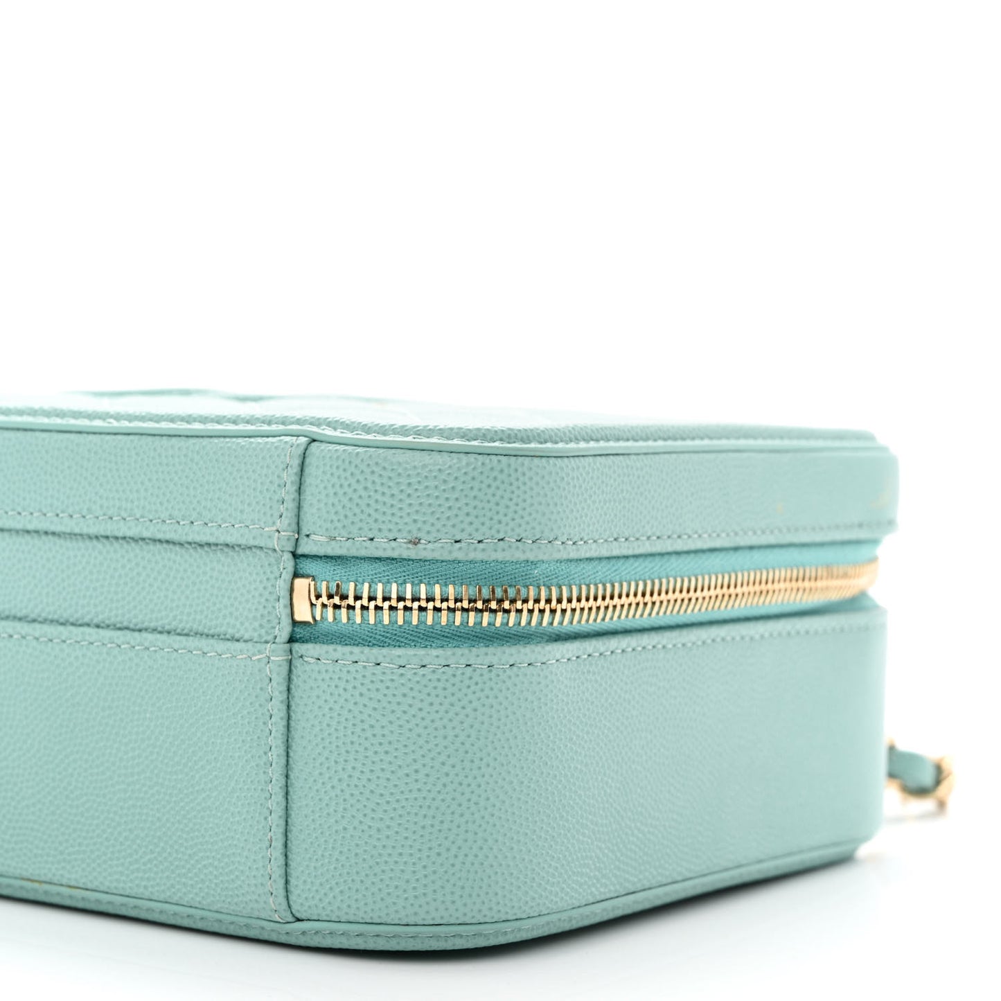 Caviar Quilted Medium CC Filigree Vanity Case Light Blue