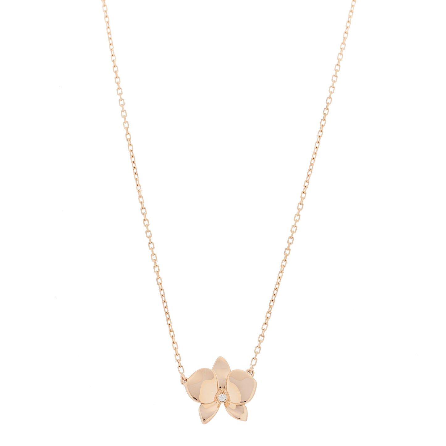 18K Pink Gold Diamond Caresse D'Orchidees Par Cartier Pendant Necklace