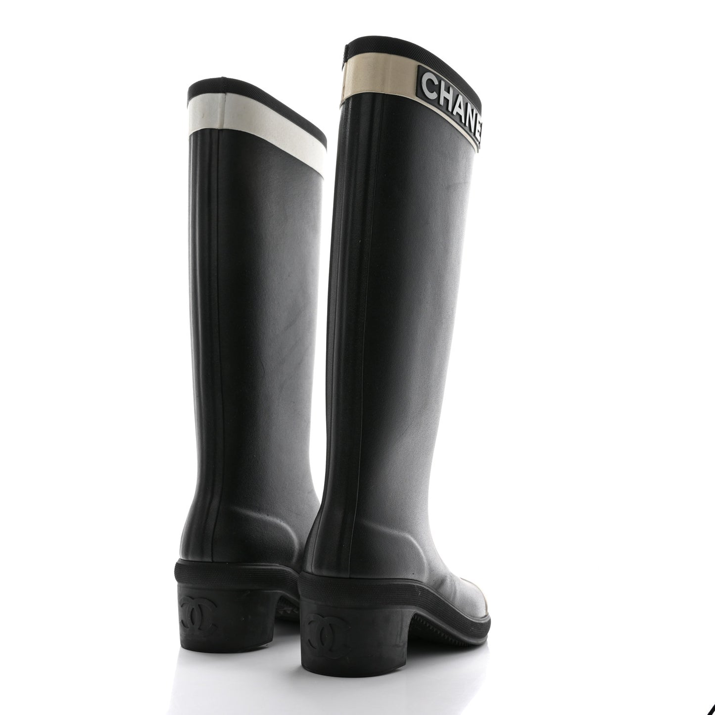 Rubber Logo Rain Boots 35 Black White