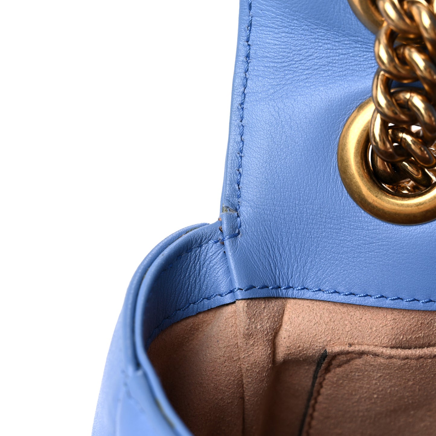 Calfskin Matelasse Mini GG Marmont Shoulder Bag Clear Sky Blue