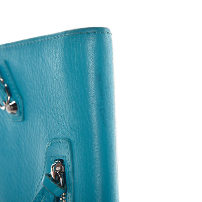 Balenciaga Supple Calfskin Papier Platre Money Wallet Bleu Caraibes 8 of 17