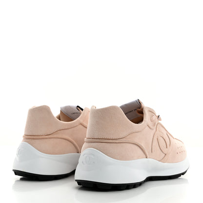 Chanel Suede Goatskin CC Sneakers 39.5 Light Pink 4 of 9