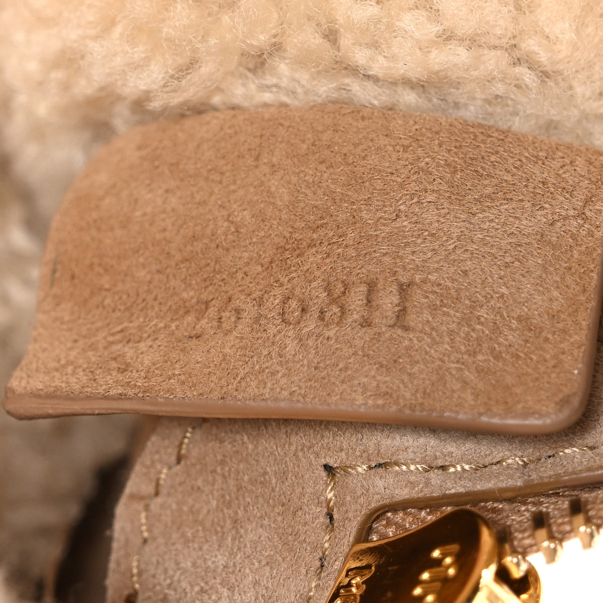 Alaia Suede Lambskin Merino Shearling Le Teckel Clutch Camel 7 of 10
