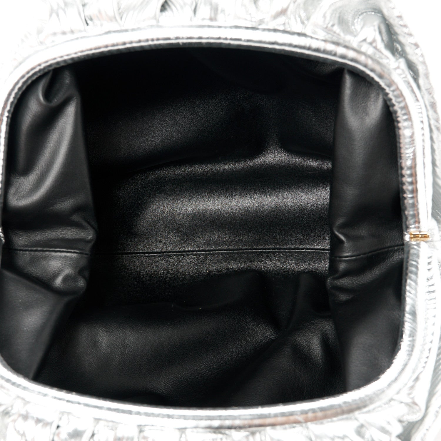 Bottega Veneta Metallic Bark Calfskin Embossed The Pouch Oversized Clutch Silver 5 of 10