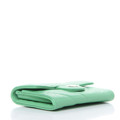 Chanel Caviar Chevron Quilted Flap Card Holder Green 4 of 9