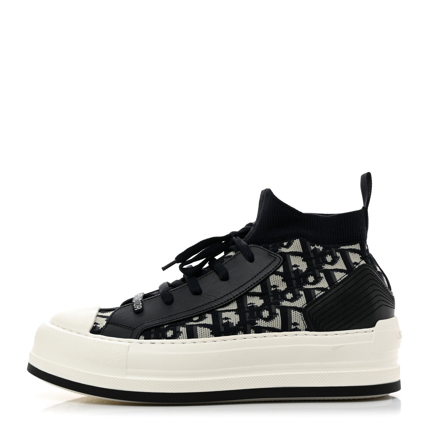 Christian Dior Technical Knit Calfskin Oblique Womens Walk'n Dior Mid Top Sneakers 38.5 Deep Blue 1 of 8