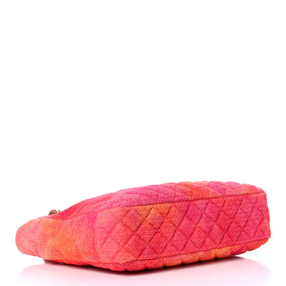 Chanel Tweed Quilted CC Shopping Tote Pink Orange 4 of 10