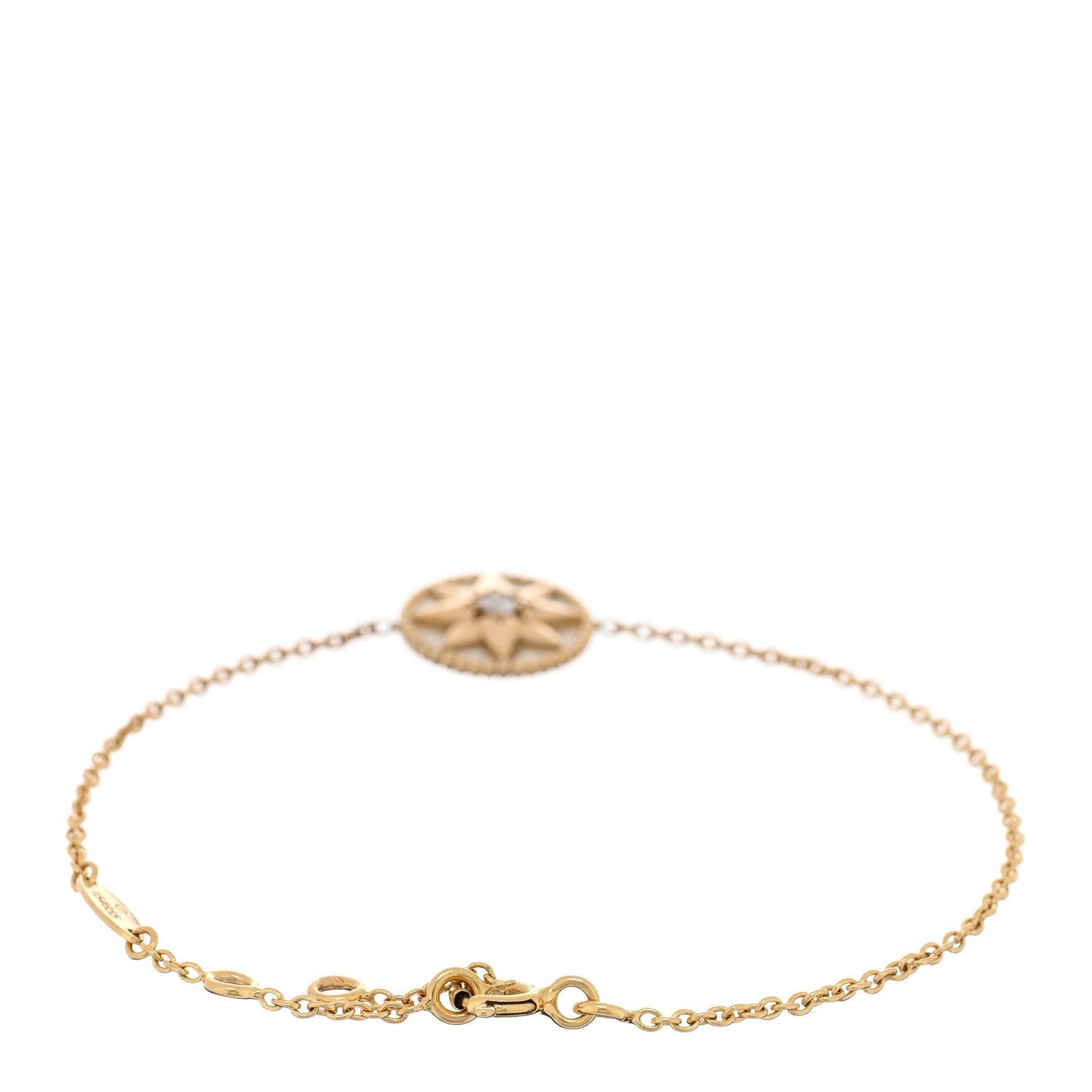 Christian Dior 18K Yellow Gold Diamond Mother of Pearl Rose Des Vents Bracelet 2 of 3