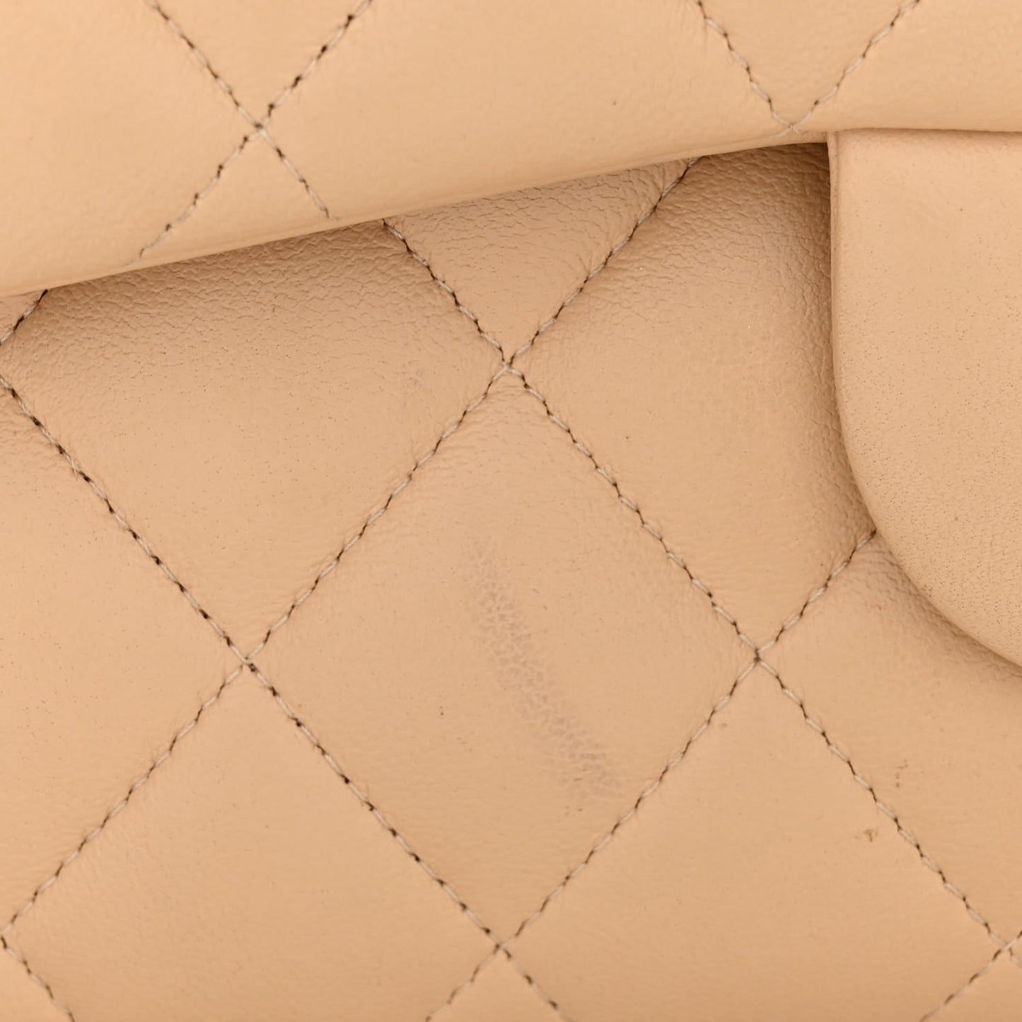 Lambskin Quilted Jumbo Double Flap Beige