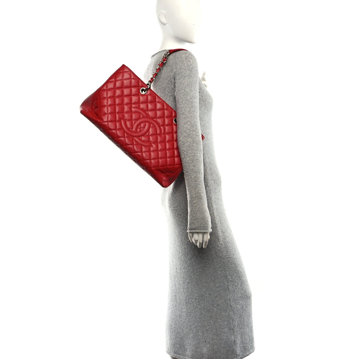 Caviar Quilted XL Grand Shopping Tote GST Red