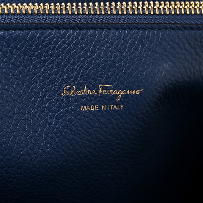 Salvatore Ferragamo Calfskin Large Studio Top Handle Bag Navy 13 of 15