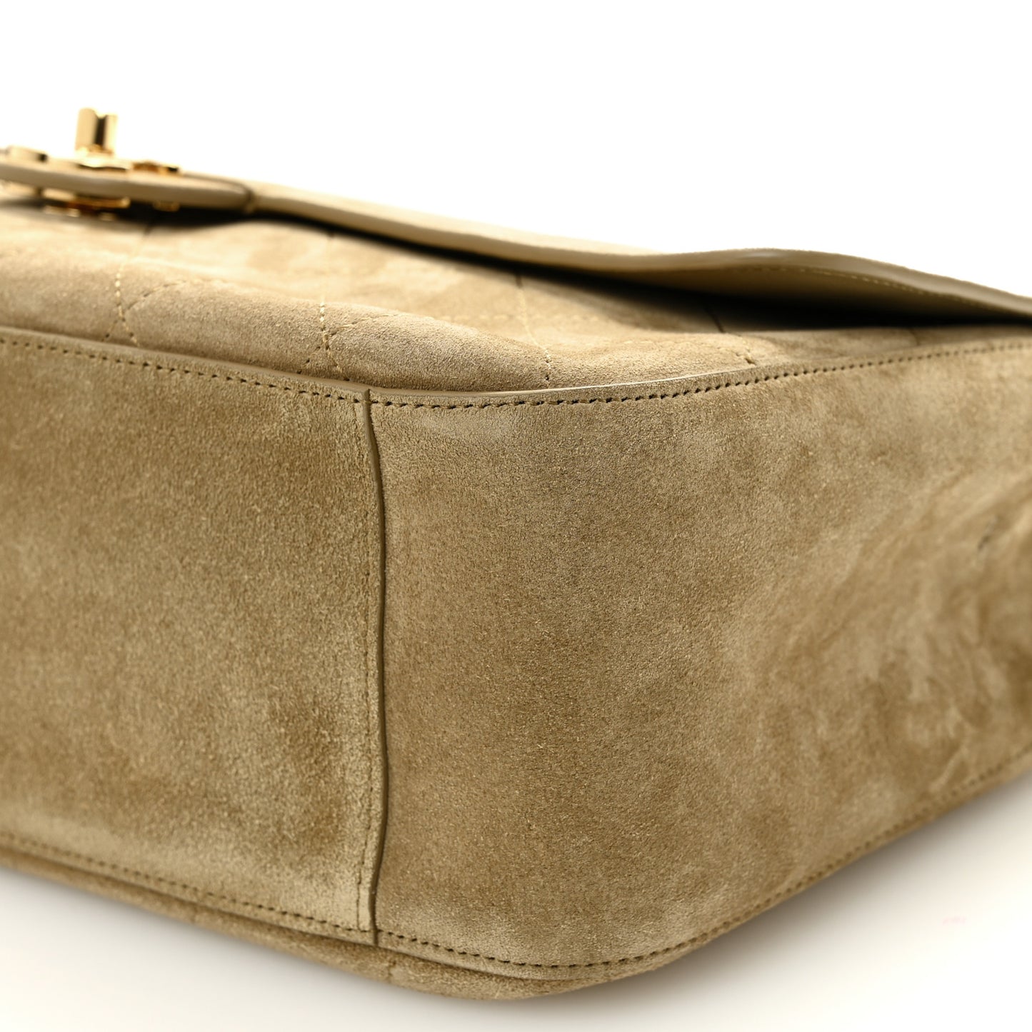 Suede Calfskin Small Souplissimo Maxi Flap Dark Beige