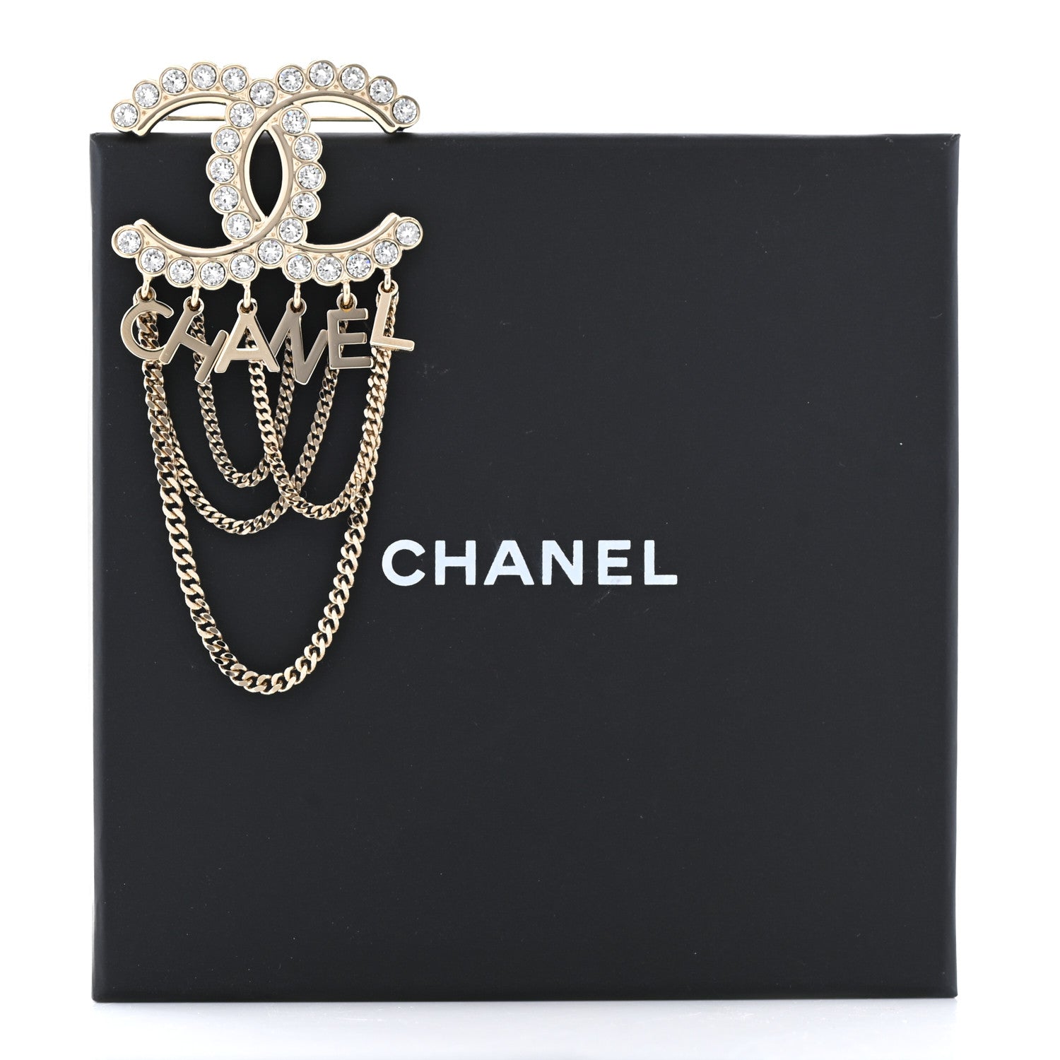 Chanel Metal Crystal Bow-tiful CC Chain Brooch Gold 5 of 5