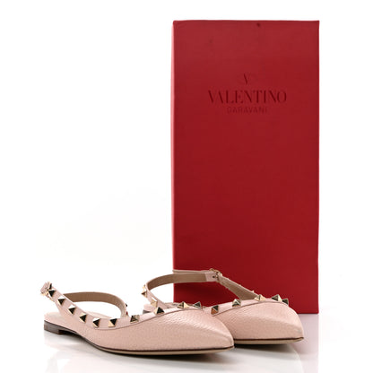 Valentino Garavani Pebbled Calfskin Rockstud Slingback Flats 39 Rose Quartz 11 of 11