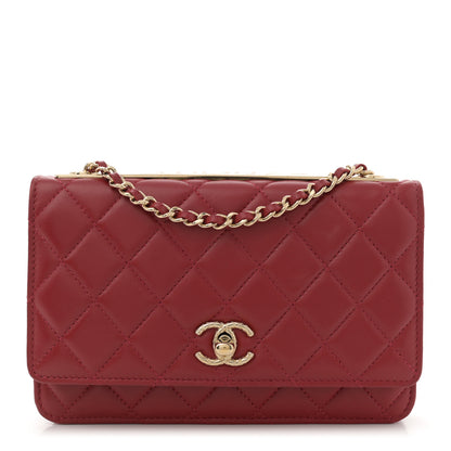 Chanel Lambskin Quilted Trendy CC Wallet On Chain WOC Red 1 of 14
