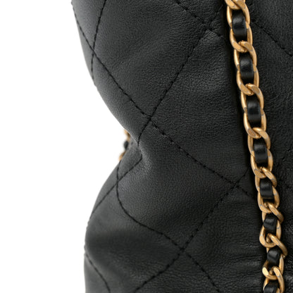 Chanel Calfskin Quilted Chain Lines Shopping Tote Black 12 of 12