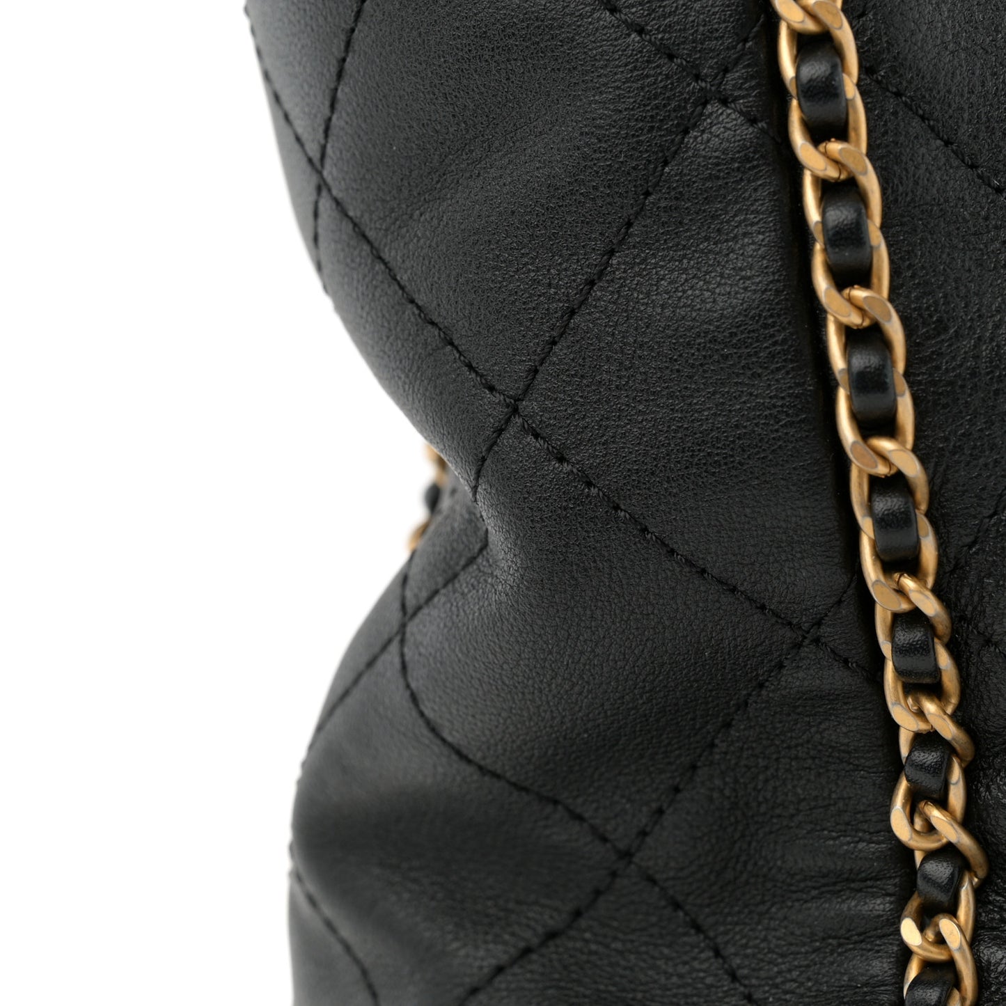 Calfskin Quilted Chain Lines Shopping Tote Black