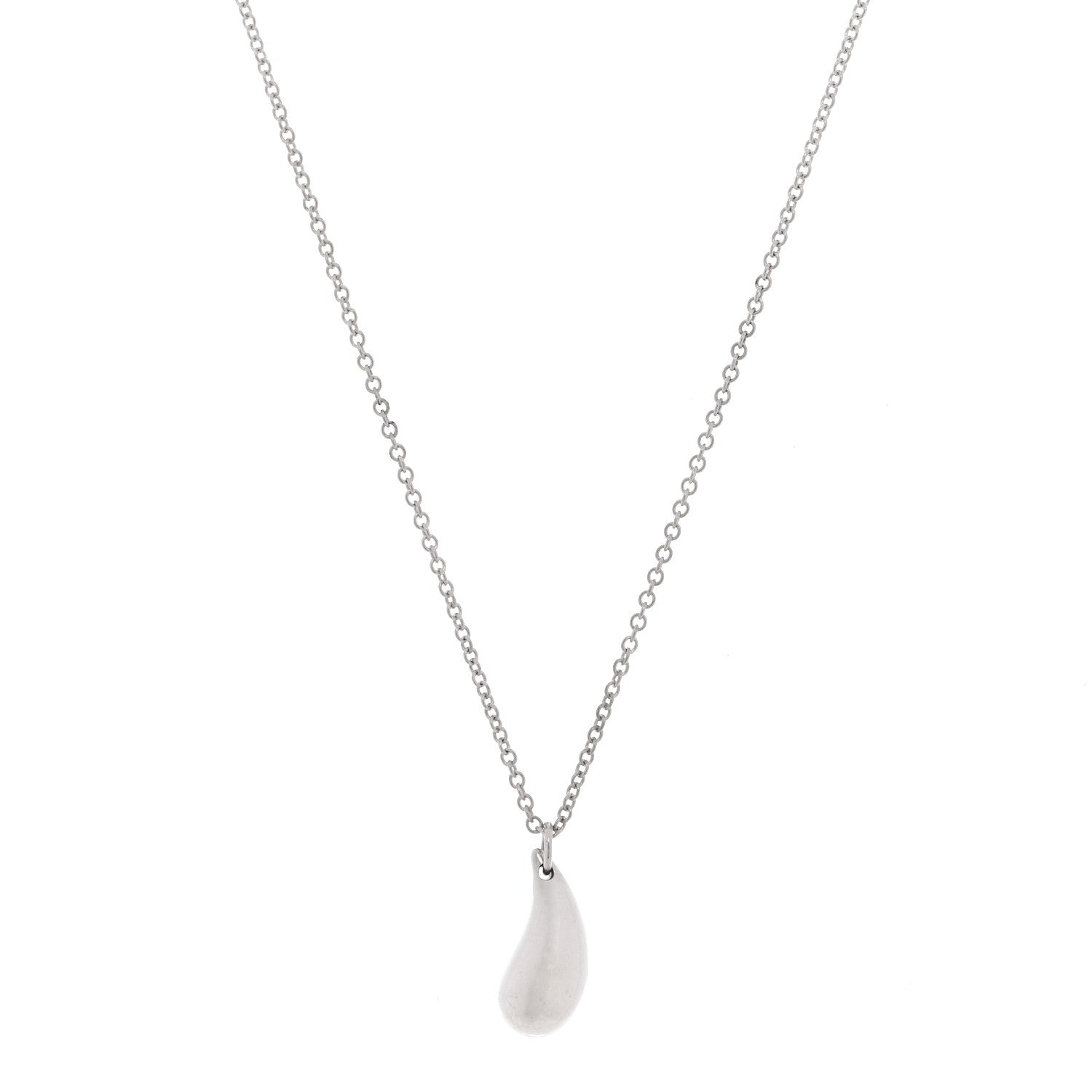 Tiffany Sterling Silver 12mm Elsa Peretti Tear Drop Pendant Necklace 1 of 8