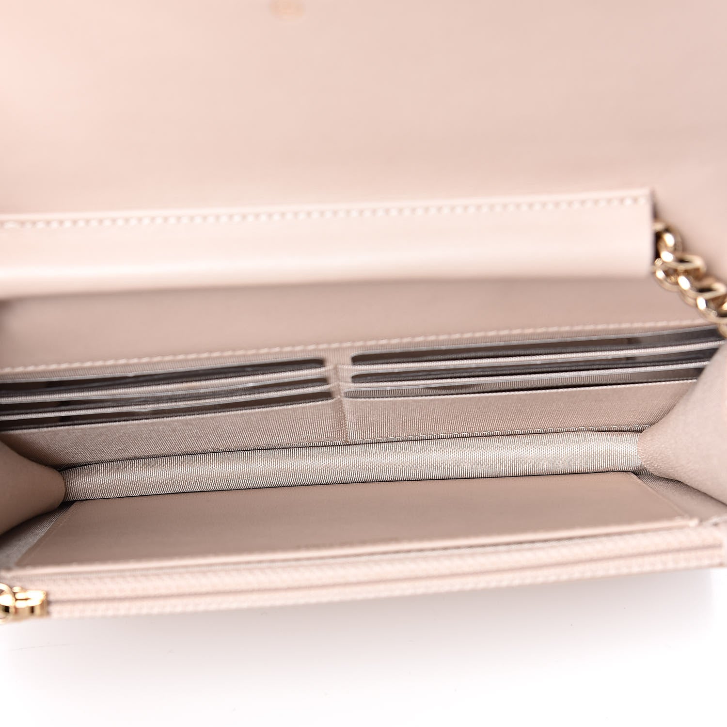 Chanel Caviar Chevron Quilted Boy Wallet On Chain WOC Light Beige 5 of 12