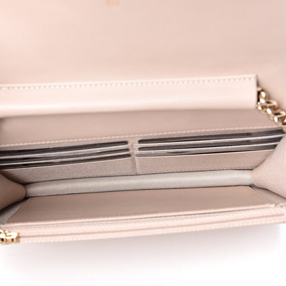 Chanel Caviar Chevron Quilted Boy Wallet On Chain WOC Light Beige 5 of 12