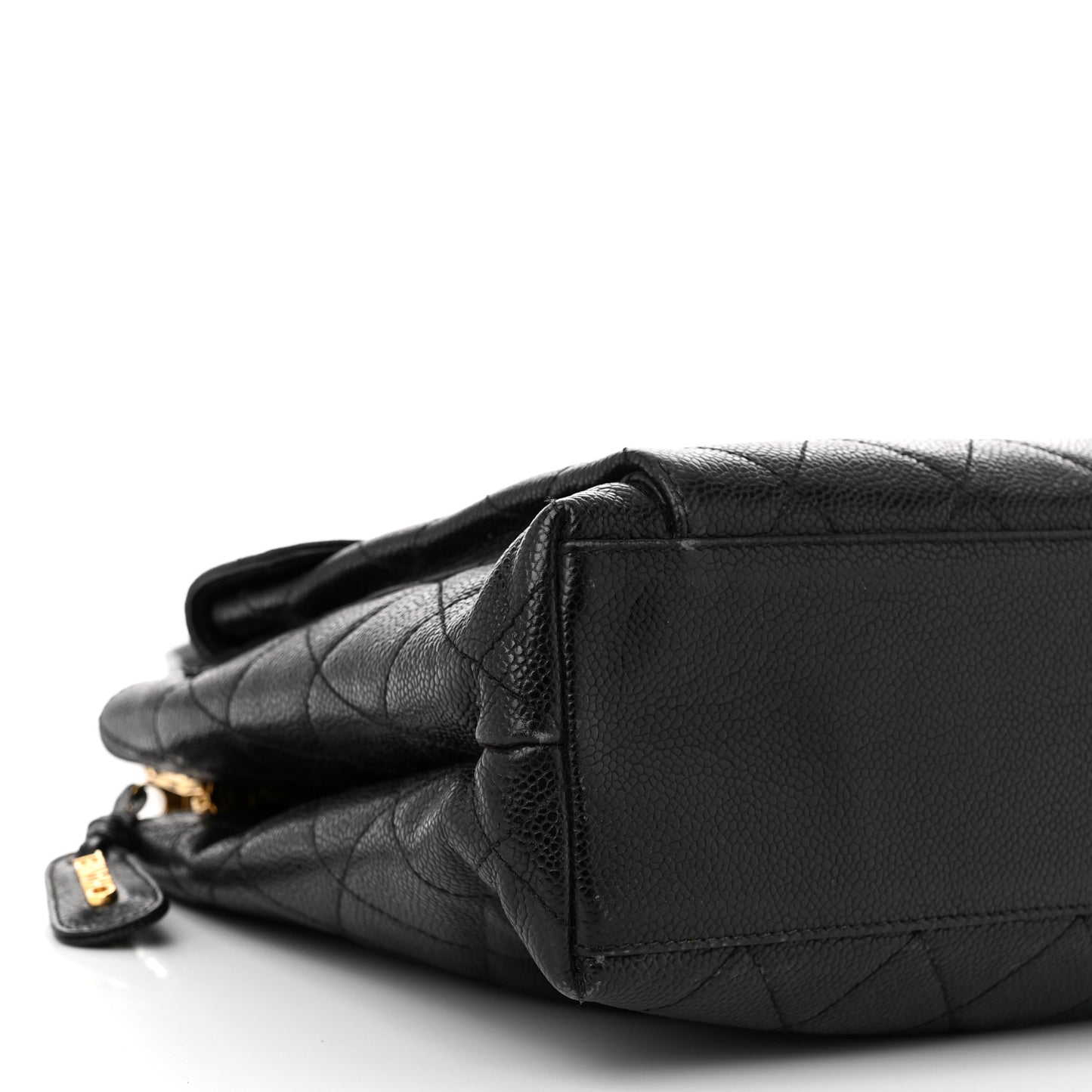Caviar Quilted Flap Shoulder Bag Black