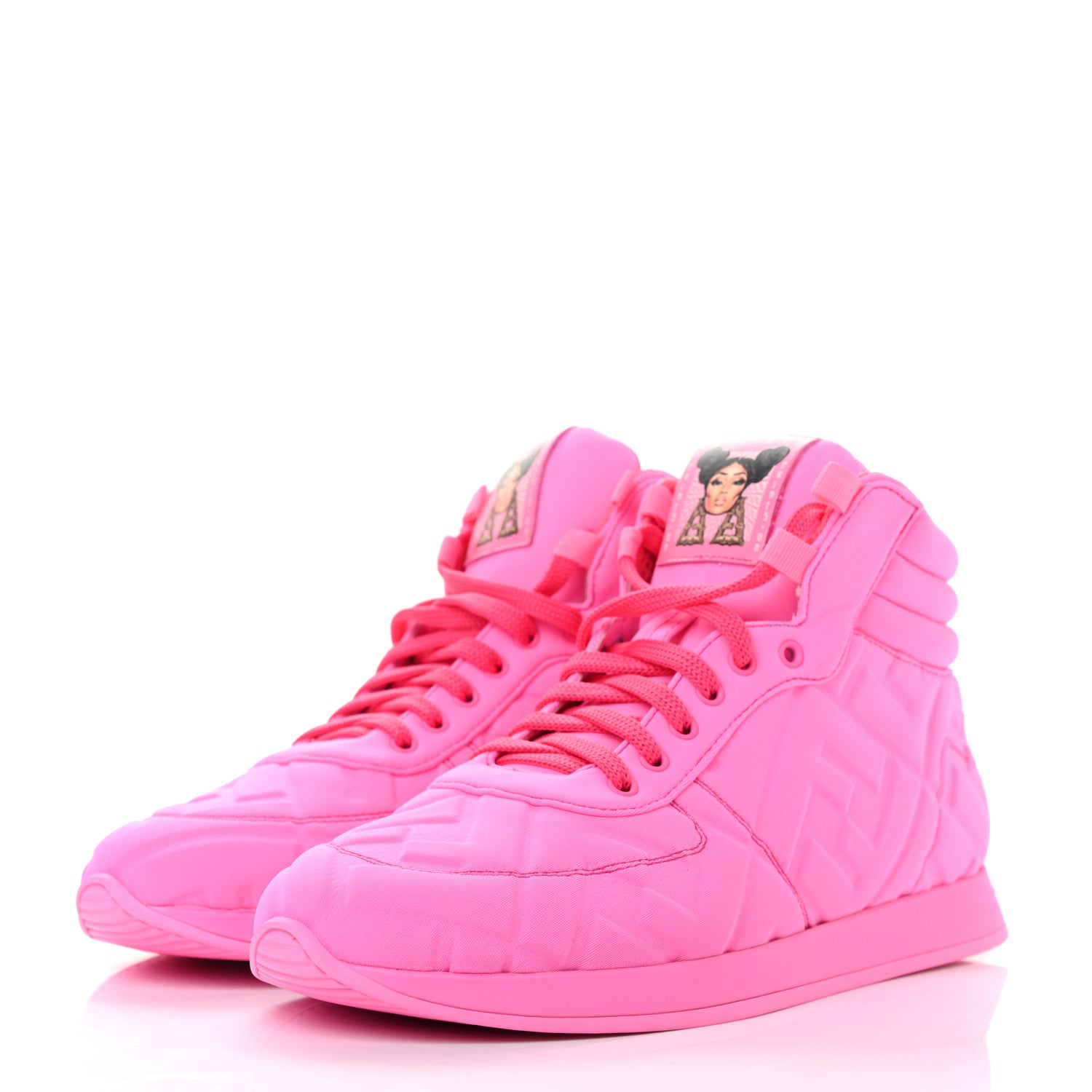 Fendi X NICKI MINAJ Lycra Macro FF Embossed Prints On High Top Sneakers 36 Pink 3 of 8