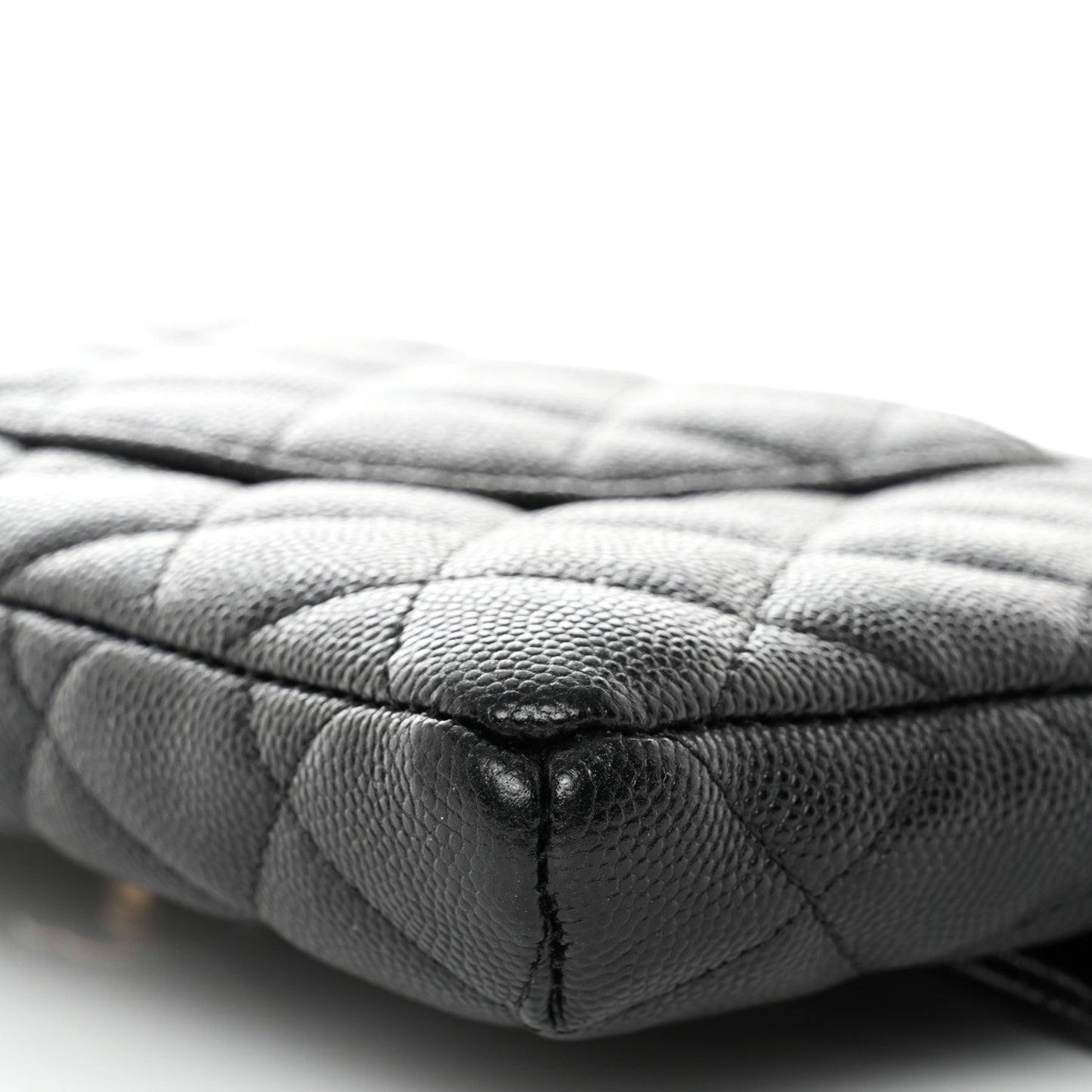 Caviar Quilted Flap Clutch Black