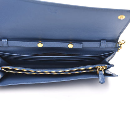 Prada Saffiano Metal Oro Chain Wallet Cobalto 5 of 11