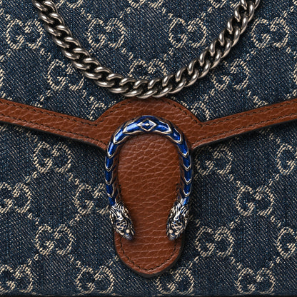 Gucci New Denim GG Monogram Dollar Calfskin Enamel Mini Dionysus Chain Wallet Blue Tea Cuir Epilog Electric Blue 8 of 12