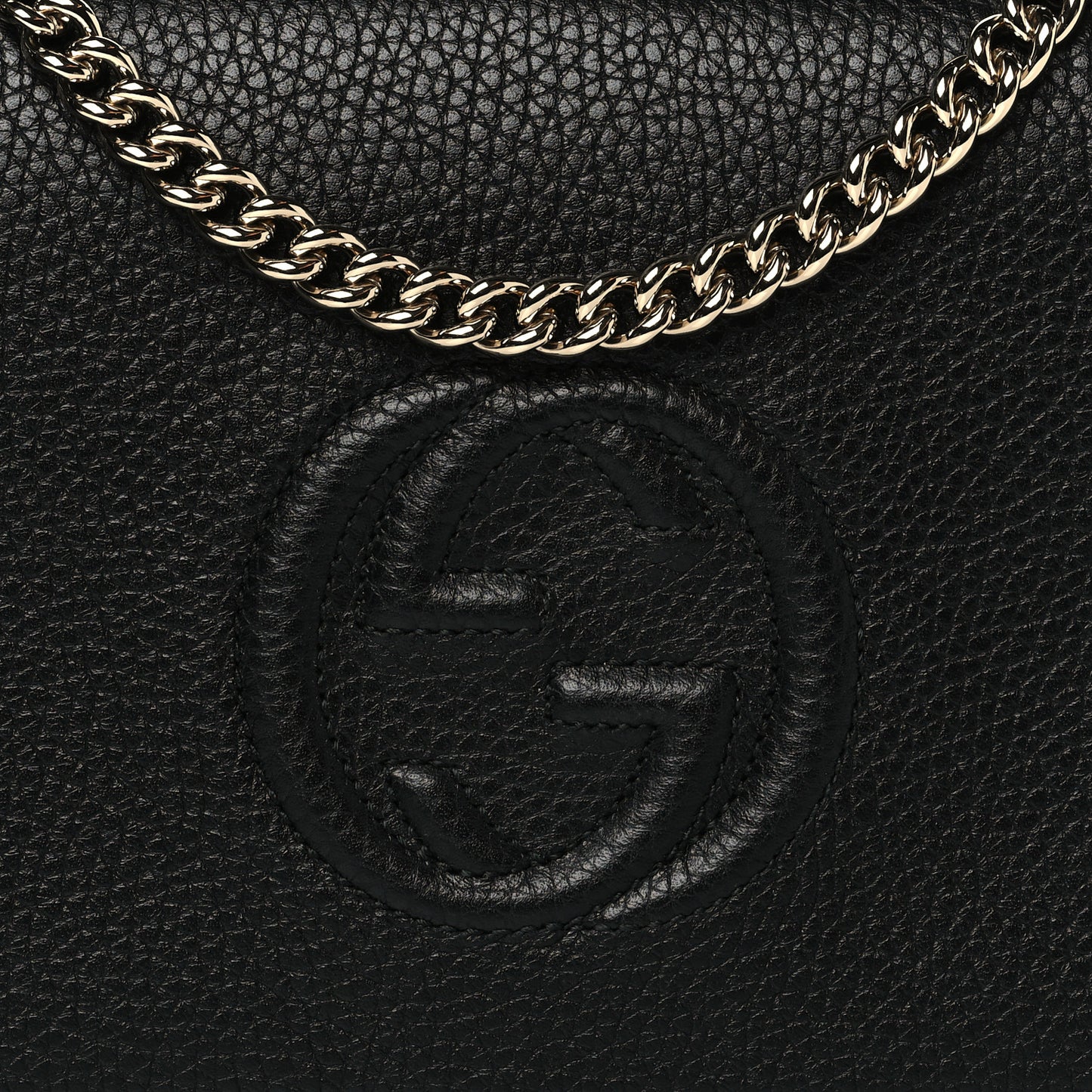 Pebbled Calfskin Soho Wallet on Chain Black