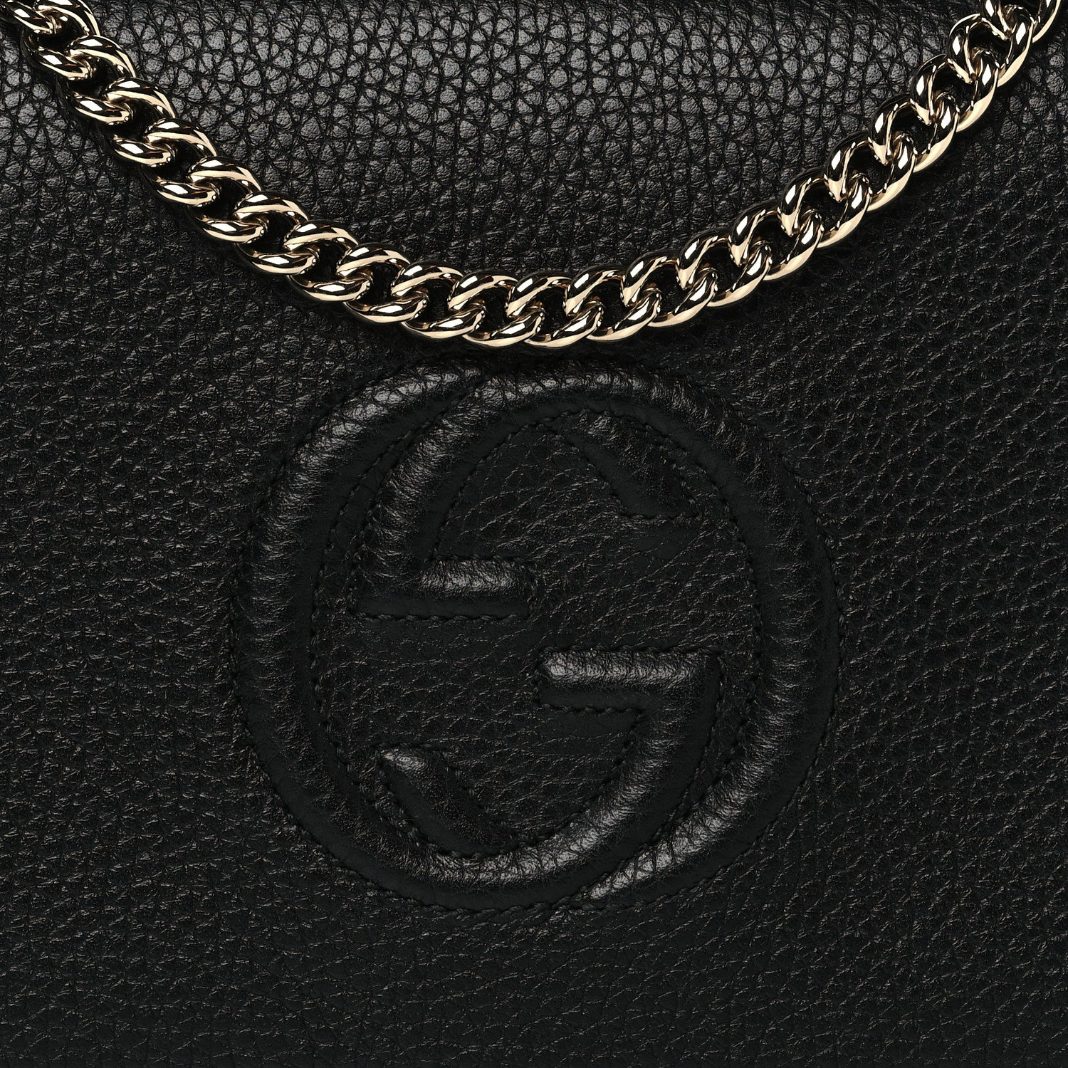 Gucci Pebbled Calfskin Soho Wallet on Chain Black 7 of 9